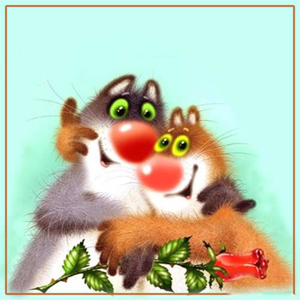 Открытка на каждый день с именем, Ион Обнимашки роза и мышки Прикольная открытка с пожеланием онлайн скачать бесплатно 