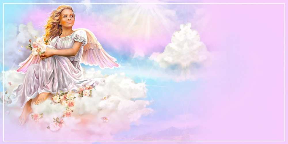 Открытка на каждый день с именем, Расим От всей души тебе ангел, девушка, небо в розовом, облака Прикольная открытка с пожеланием онлайн скачать бесплатно 