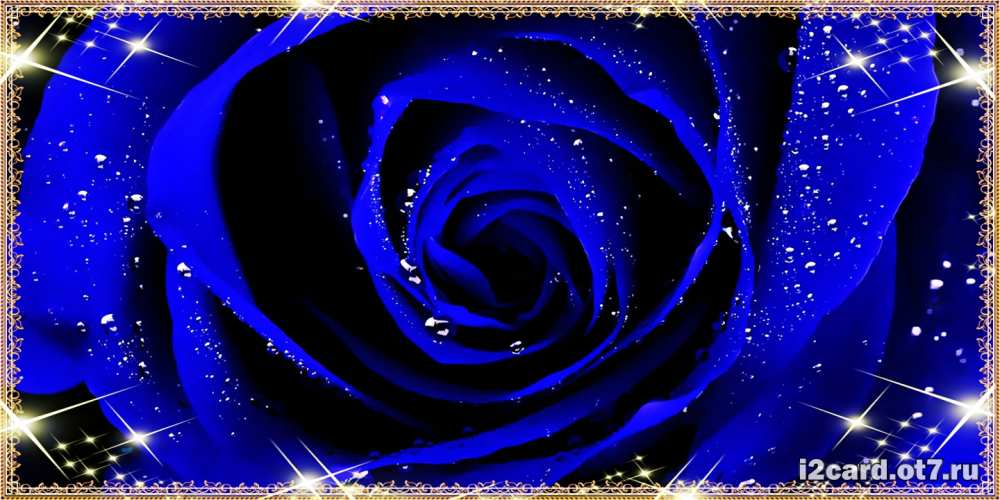 Открытка на каждый день с именем, Федя C юбилеем голубые цветы в росе Прикольная открытка с пожеланием онлайн скачать бесплатно 
