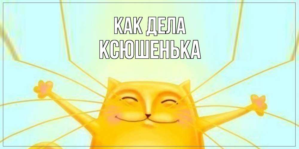 Открытка на каждый день с именем, Ксюшенька Как дела кот Прикольная открытка с пожеланием онлайн скачать бесплатно 