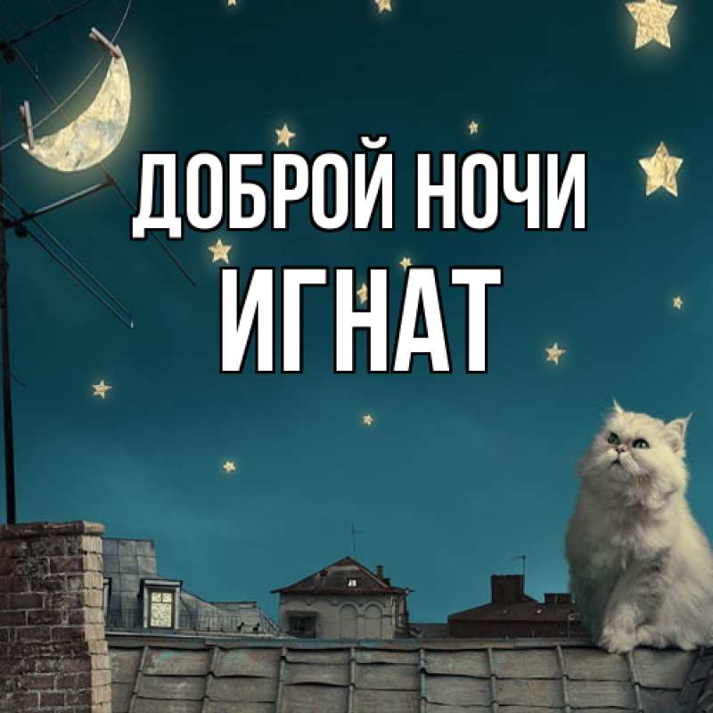 Открытка с именем, Игнат, Доброй ночи