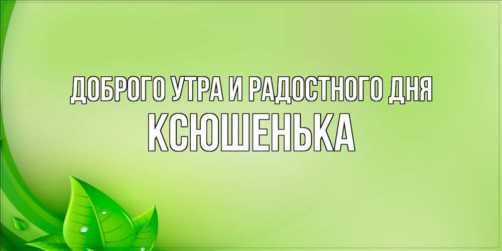 Открытка на каждый день с именем, Ксюшенька Доброго утра и радостного дня зеленая тема Прикольная открытка с пожеланием онлайн скачать бесплатно 