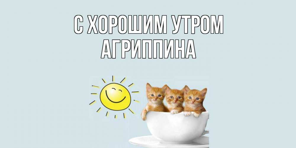 Открытка на каждый день с именем, Агриппина С хорошим утром котята Прикольная открытка с пожеланием онлайн скачать бесплатно 