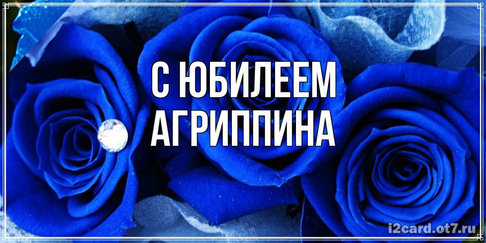 Открытка на каждый день с именем, Агриппина C юбилеем синие розы в росе Прикольная открытка с пожеланием онлайн скачать бесплатно 