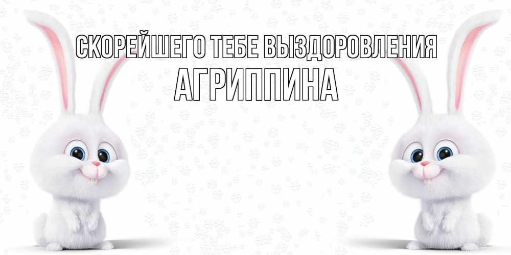 Открытка на каждый день с именем, Агриппина Скорейшего тебе выздоровления не болей с зайцем Прикольная открытка с пожеланием онлайн скачать бесплатно 
