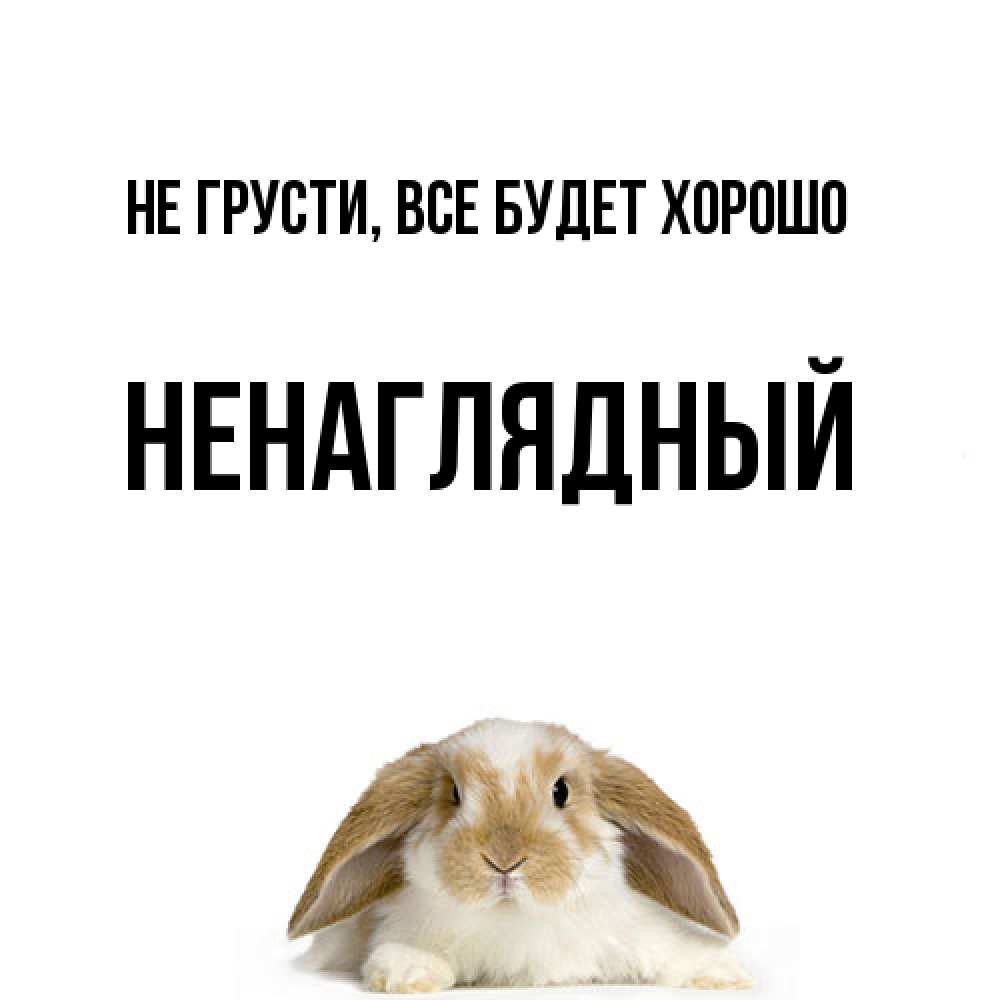Открытка на каждый день с именем, Ненаглядный Не грусти все будет хорошо коричнево белый заяц с большими ушками Прикольная открытка с пожеланием онлайн скачать бесплатно 
