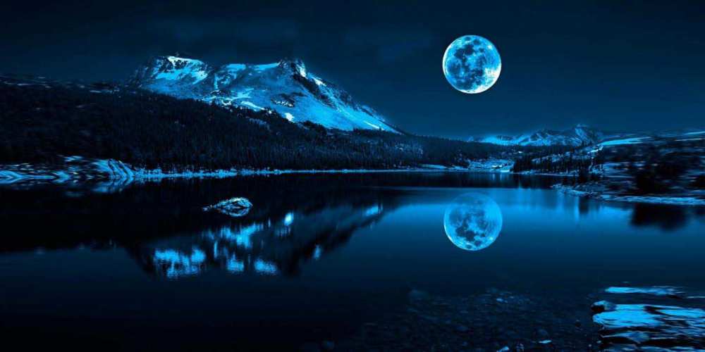 Открытка на каждый день с именем, Илона Доброй ночи луна, озеро, горы Прикольная открытка с пожеланием онлайн скачать бесплатно 