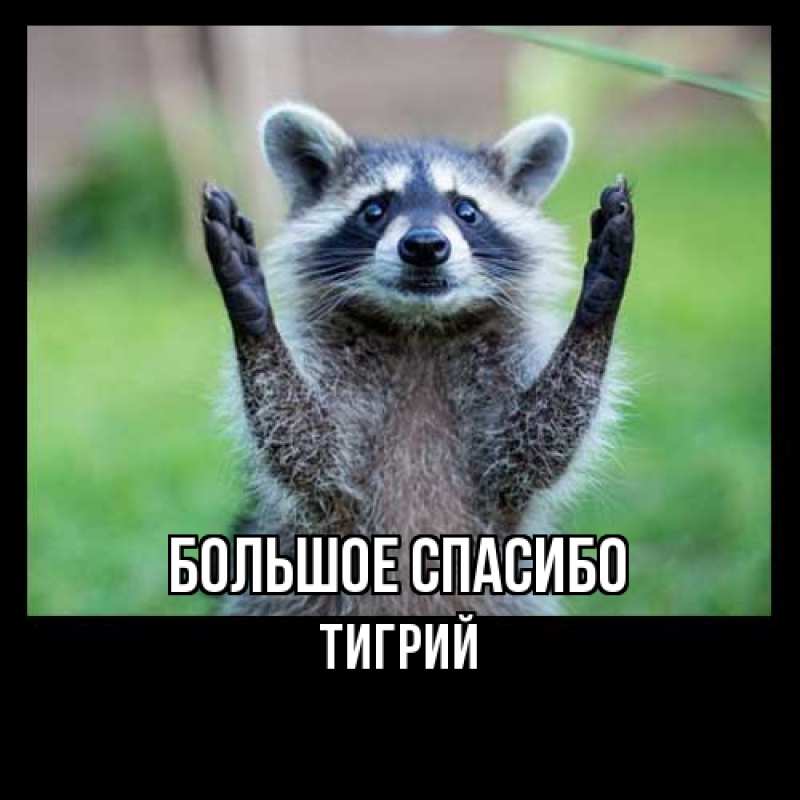 Открытка с именем, Тигрий, Большое спасибо