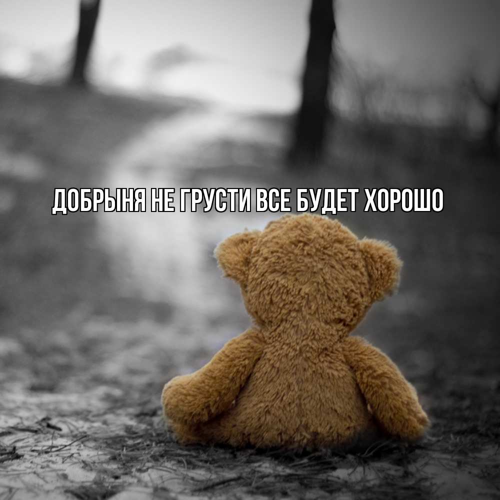 Открытка на каждый день с именем, Добрыня Не грусти все будет хорошо медведь со спин Прикольная открытка с пожеланием онлайн скачать бесплатно 