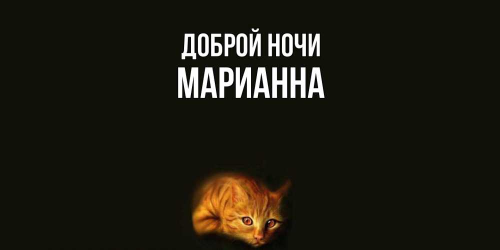 Открытка на каждый день с именем, Марианна Доброй ночи кот Прикольная открытка с пожеланием онлайн скачать бесплатно 