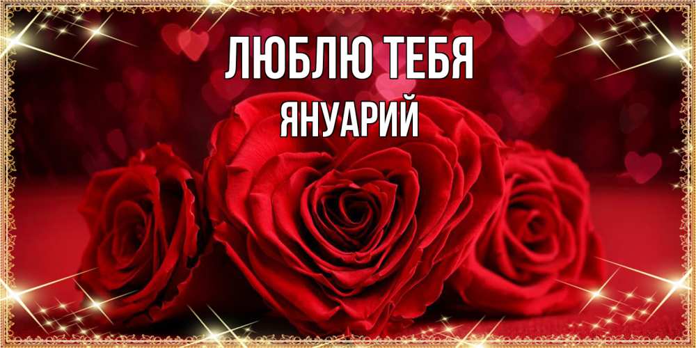 Открытка на каждый день с именем, Януарий Люблю тебя три красные розы Прикольная открытка с пожеланием онлайн скачать бесплатно 