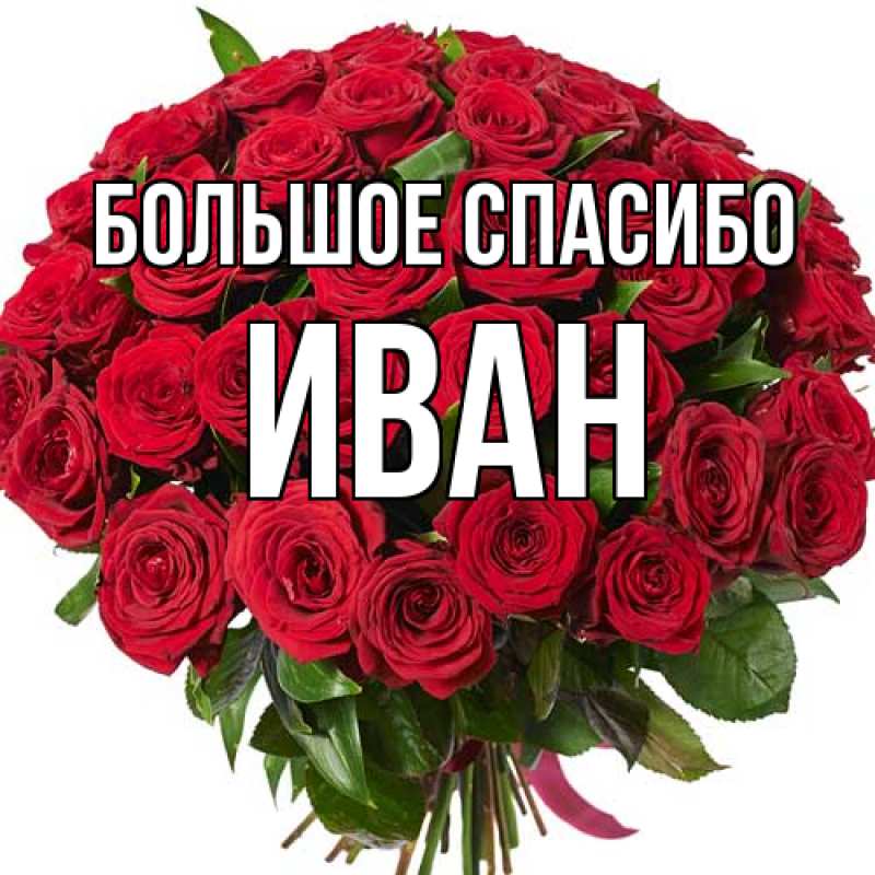 Открытка с именем, Иван, Большое спасибо