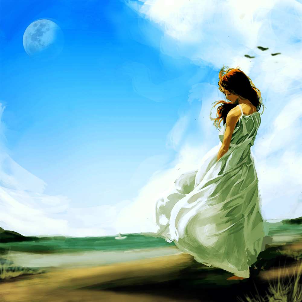 Открытка на каждый день с именем, Ксения Не грусти все будет хорошо голубое небо и луна Прикольная открытка с пожеланием онлайн скачать бесплатно 