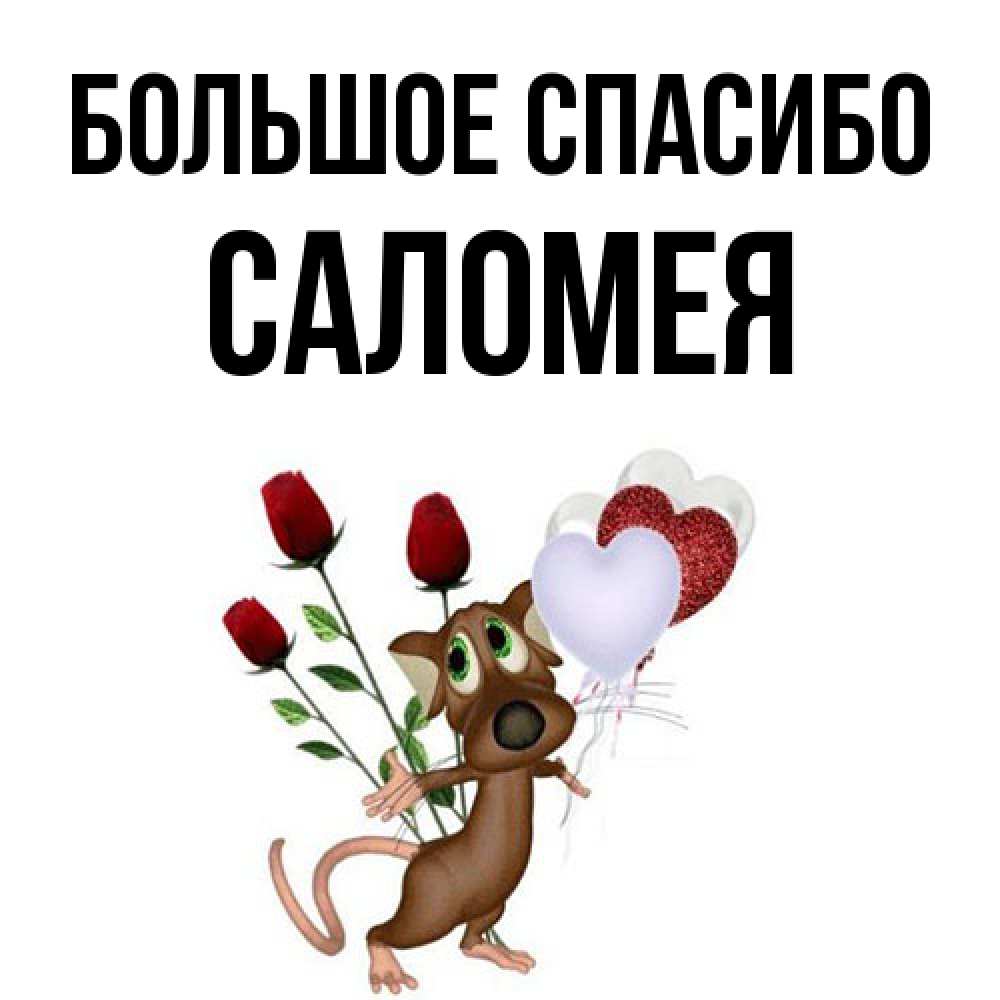 Открытка на каждый день с именем, Саломея Большое спасибо песик с шариками в форме сердец Прикольная открытка с пожеланием онлайн скачать бесплатно 
