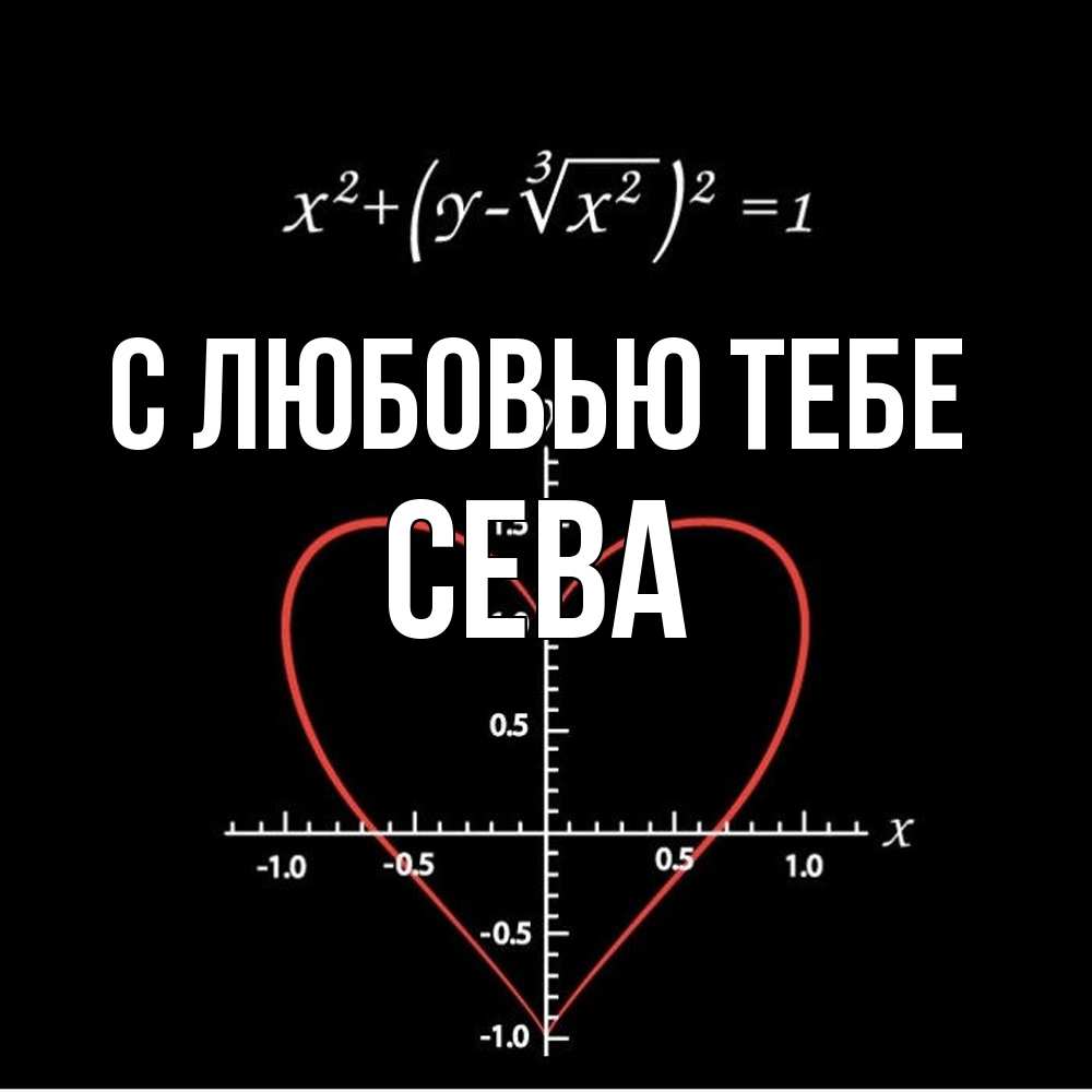 Открытка на каждый день с именем, Сева С любовью тебе сердечная формула Прикольная открытка с пожеланием онлайн скачать бесплатно 
