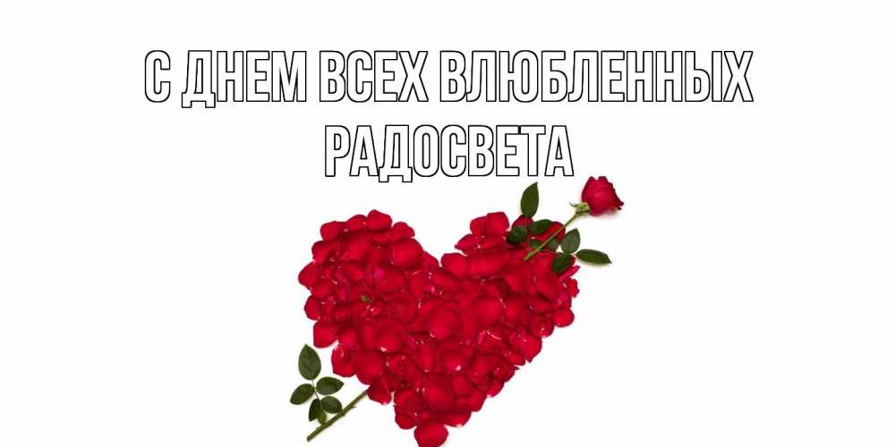 Открытка на каждый день с именем, Радосвета С днем всех влюбленных роза как стрела амура попала в сердце из роз Прикольная открытка с пожеланием онлайн скачать бесплатно 