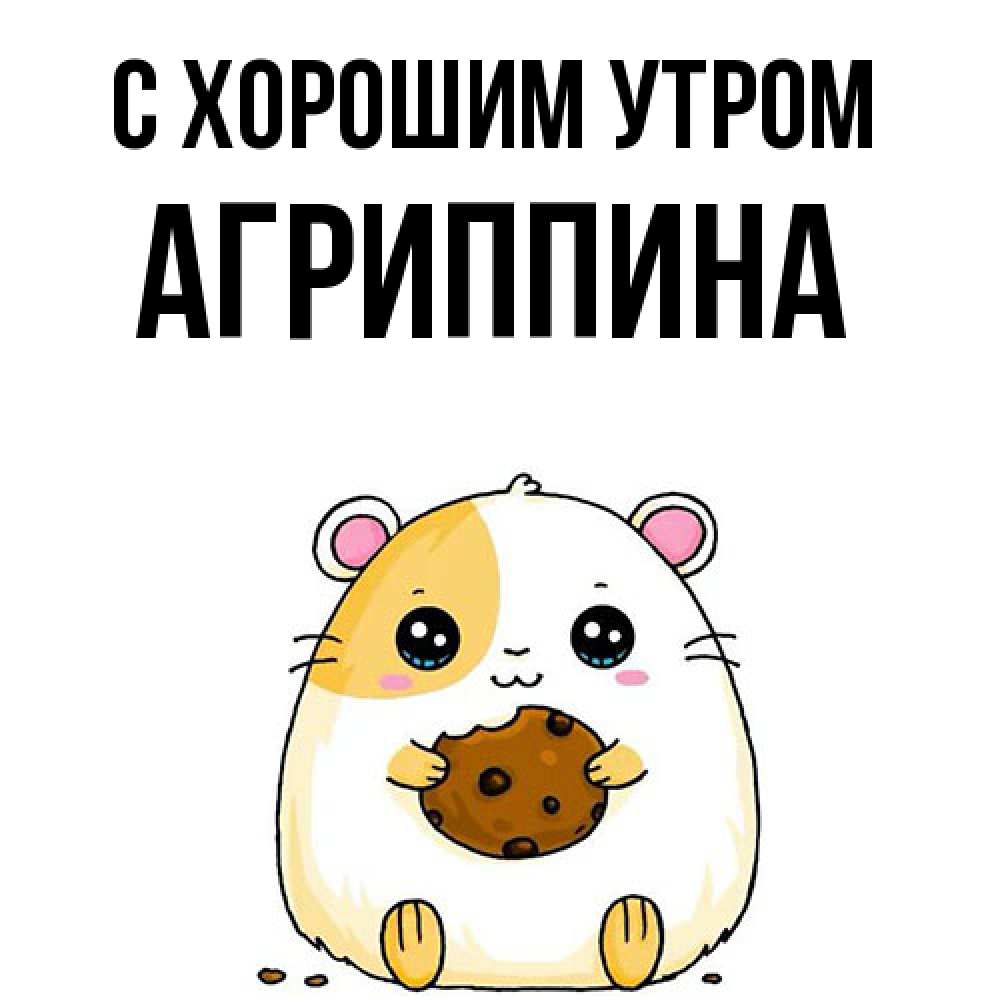 Открытка на каждый день с именем, Агриппина С хорошим утром есть печеньку. Утречко Прикольная открытка с пожеланием онлайн скачать бесплатно 
