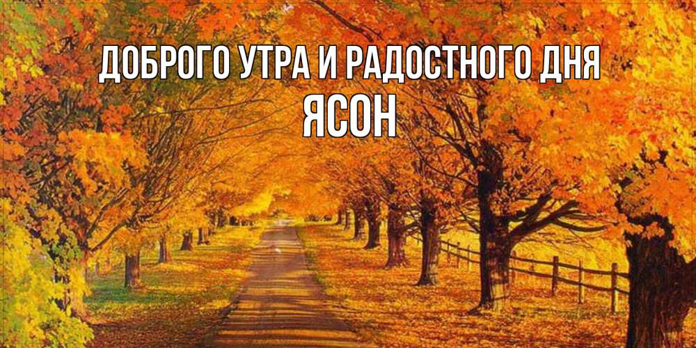 Открытка на каждый день с именем, Ясон Доброго утра и радостного дня деревья с осенними листьями Прикольная открытка с пожеланием онлайн скачать бесплатно 