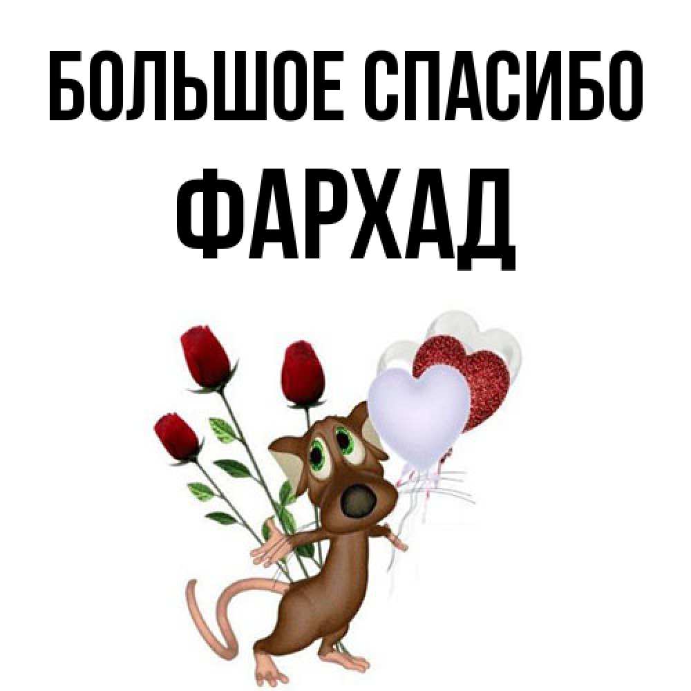 Открытка на каждый день с именем, Фархад Большое спасибо песик с шариками в форме сердец Прикольная открытка с пожеланием онлайн скачать бесплатно 