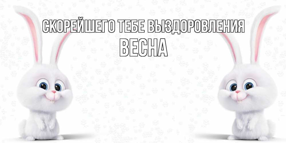 Открытка на каждый день с именем, Весна Скорейшего тебе выздоровления не болей с зайцем Прикольная открытка с пожеланием онлайн скачать бесплатно 