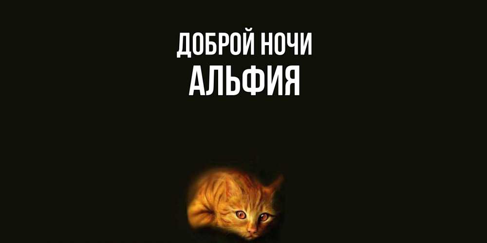 Открытка на каждый день с именем, Альфия Доброй ночи кот Прикольная открытка с пожеланием онлайн скачать бесплатно 