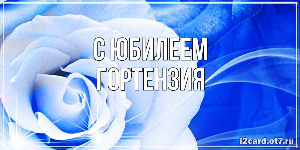 Открытка на каждый день с именем, Гортензия C юбилеем белая роза на голубом фоне Прикольная открытка с пожеланием онлайн скачать бесплатно 