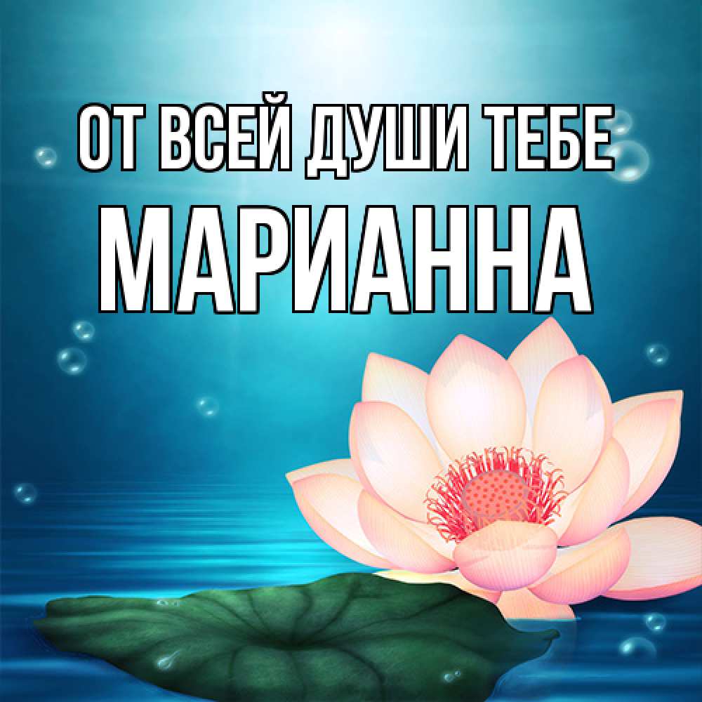 Открытка на каждый день с именем, Марианна От всей души тебе кувшинка Прикольная открытка с пожеланием онлайн скачать бесплатно 