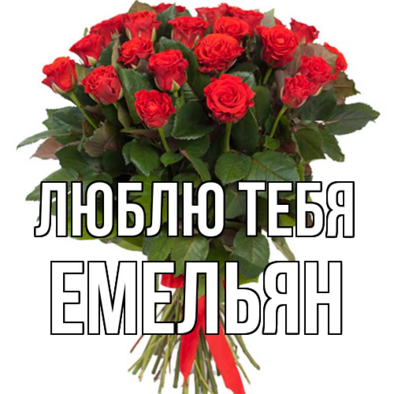 Открытка с именем, Емельян, Люблю тебя
