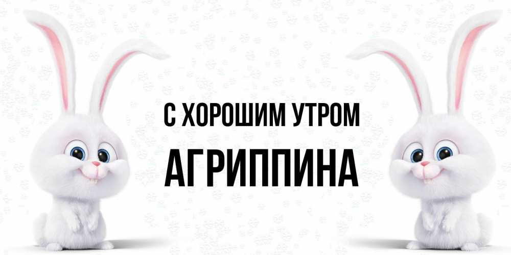 Открытка на каждый день с именем, Агриппина С хорошим утром кролики с длинными ушками Прикольная открытка с пожеланием онлайн скачать бесплатно 