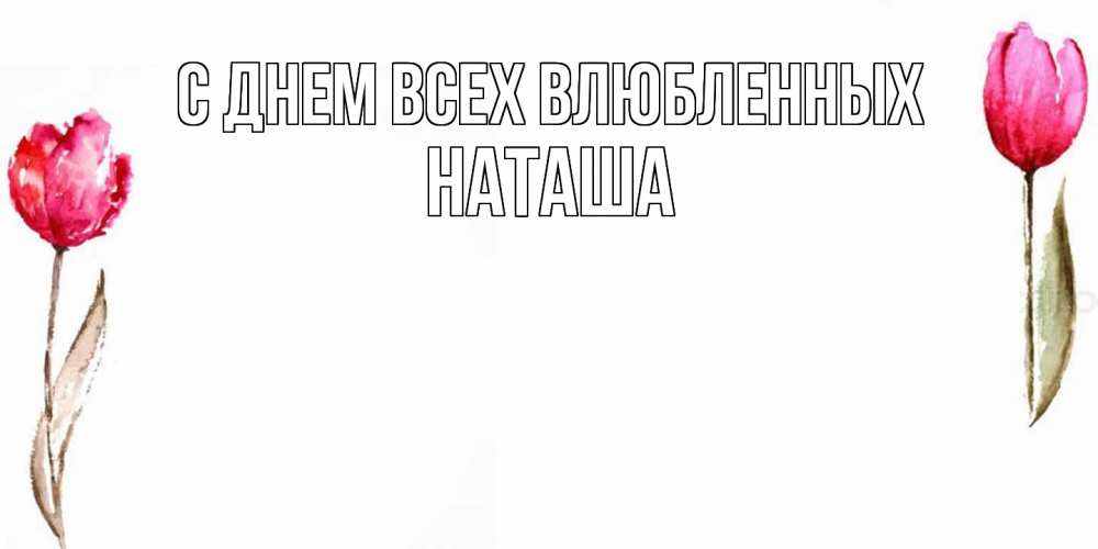 Открытка на каждый день с именем, Наташа С днем всех влюбленных Открытки на день всех влюбленных с тюльпанами акварелью Прикольная открытка с пожеланием онлайн скачать бесплатно 