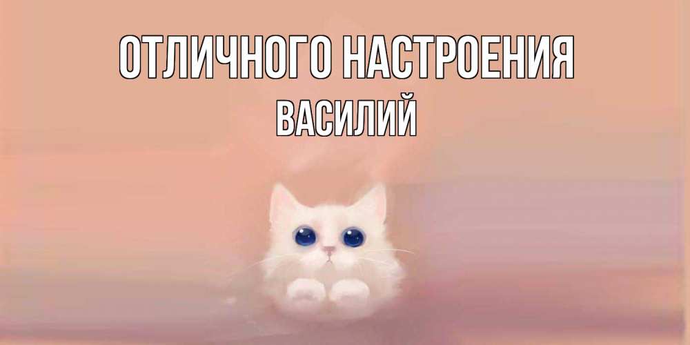 Открытка на каждый день с именем, Василий Отличного настроения кошка Прикольная открытка с пожеланием онлайн скачать бесплатно 