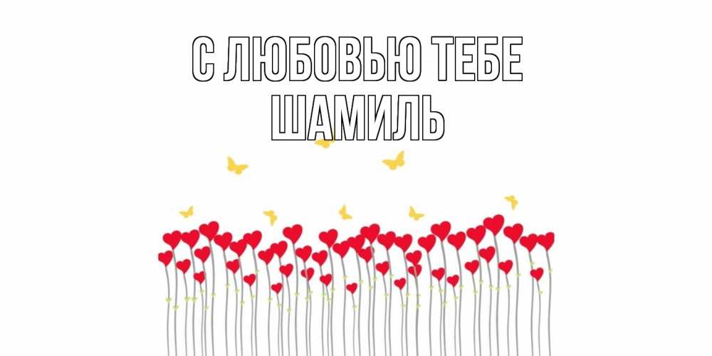 Открытка на каждый день с именем, Шамиль С любовью тебе бабочки,сердечки Прикольная открытка с пожеланием онлайн скачать бесплатно 
