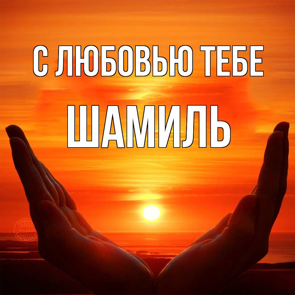 Открытка на каждый день с именем, Шамиль С любовью тебе в руках Прикольная открытка с пожеланием онлайн скачать бесплатно 