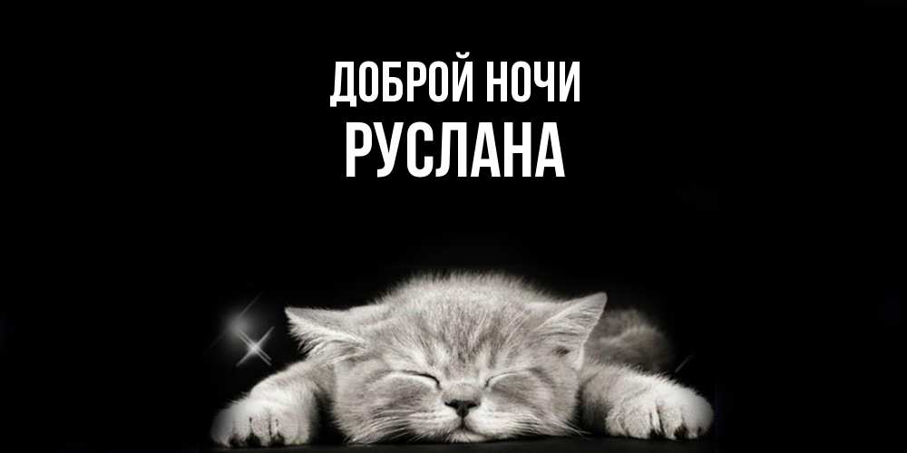 Открытка на каждый день с именем, Руслана Доброй ночи спящий котик Прикольная открытка с пожеланием онлайн скачать бесплатно 