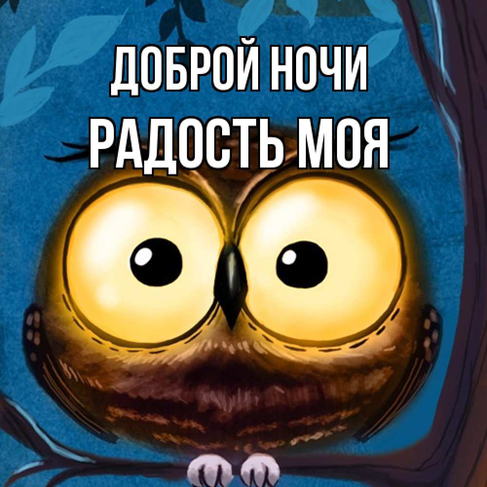 Открытка на каждый день с именем, Радость-моя Доброй ночи большие глаза Прикольная открытка с пожеланием онлайн скачать бесплатно 