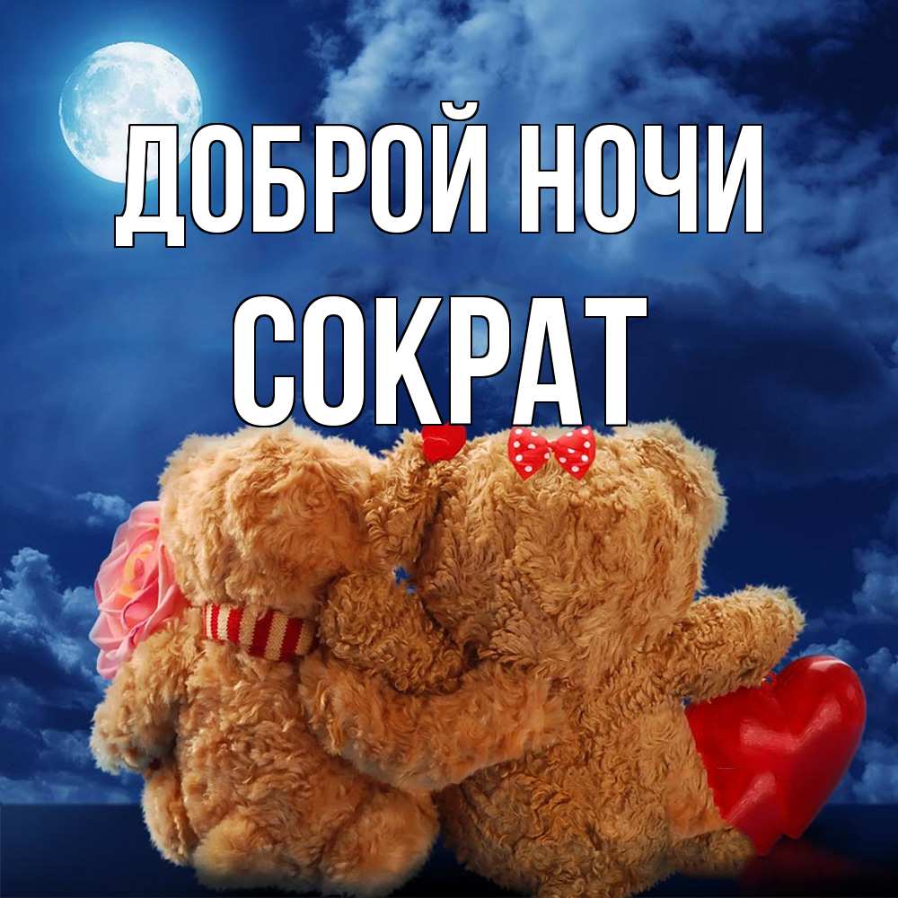 Открытка на каждый день с именем, Сократ Доброй ночи плюшевые Прикольная открытка с пожеланием онлайн скачать бесплатно 