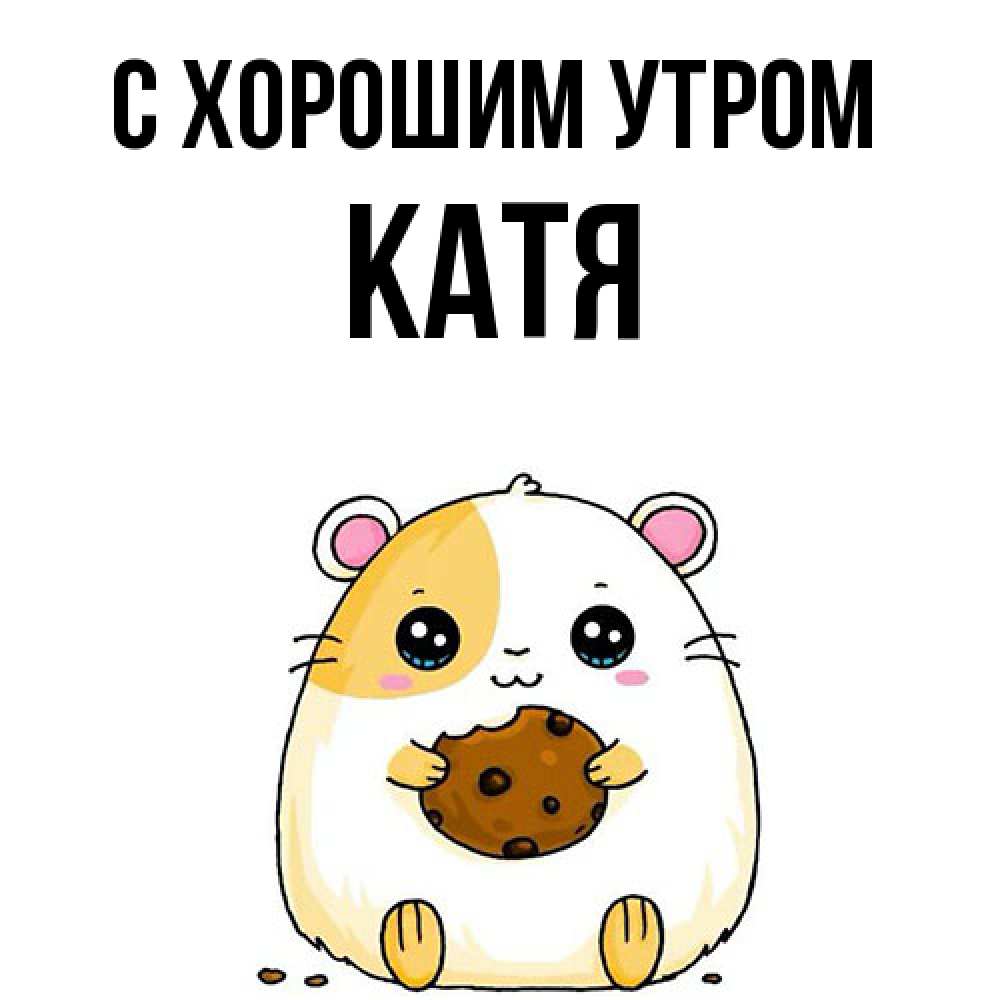 Открытка на каждый день с именем, Катя С хорошим утром есть печеньку. Утречко Прикольная открытка с пожеланием онлайн скачать бесплатно 