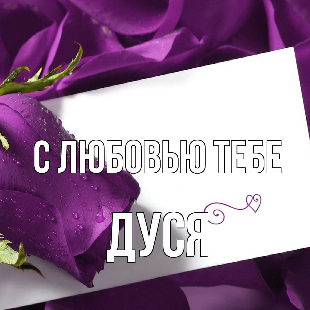 Открытка на каждый день с именем, Дуся С любовью тебе роза Прикольная открытка с пожеланием онлайн скачать бесплатно 