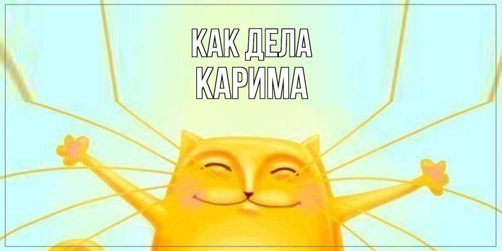 Открытка на каждый день с именем, Карима Как дела кот Прикольная открытка с пожеланием онлайн скачать бесплатно 