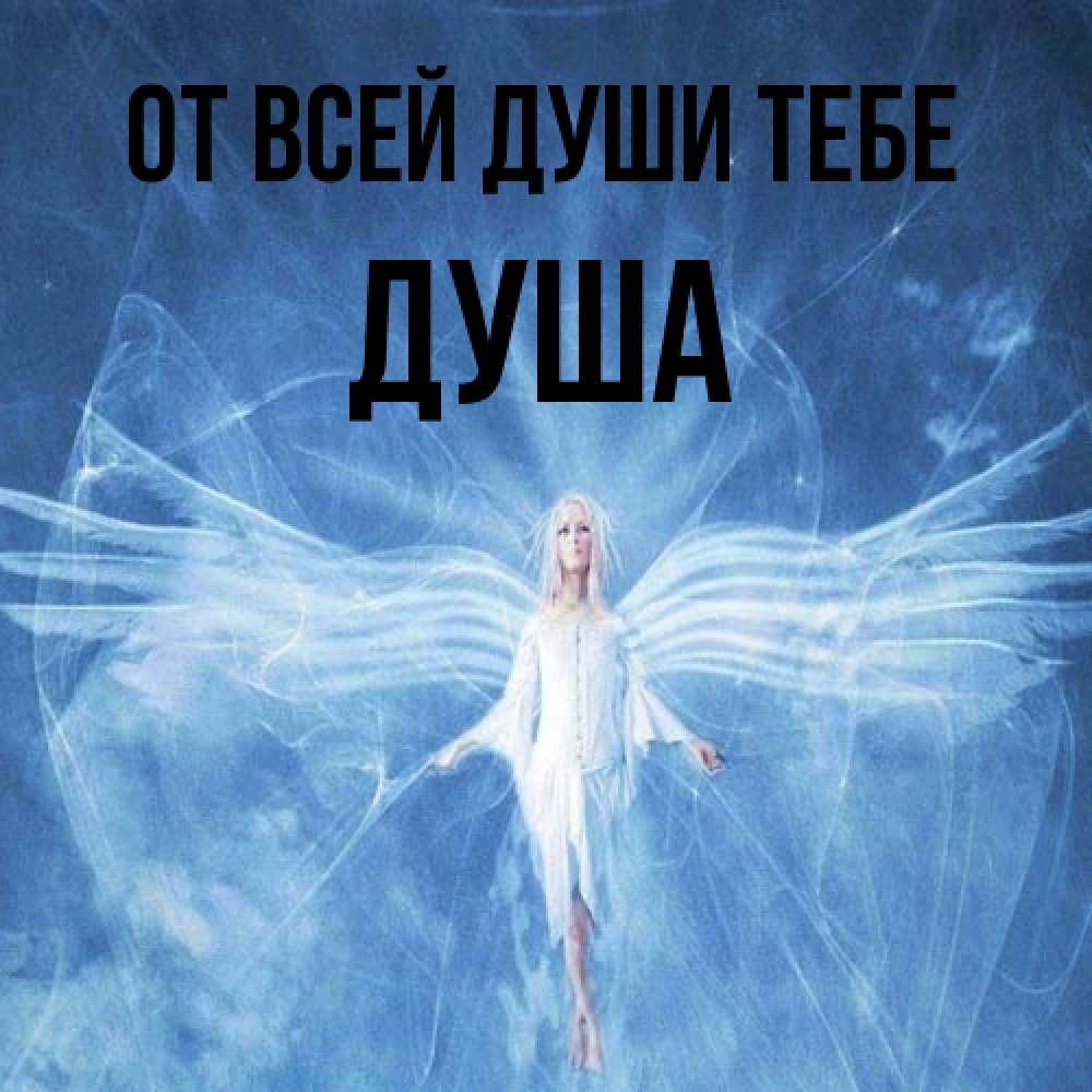Открытка на каждый день с именем, Душа От всей души тебе голубой фон и крылья как у стрекозы Прикольная открытка с пожеланием онлайн скачать бесплатно 