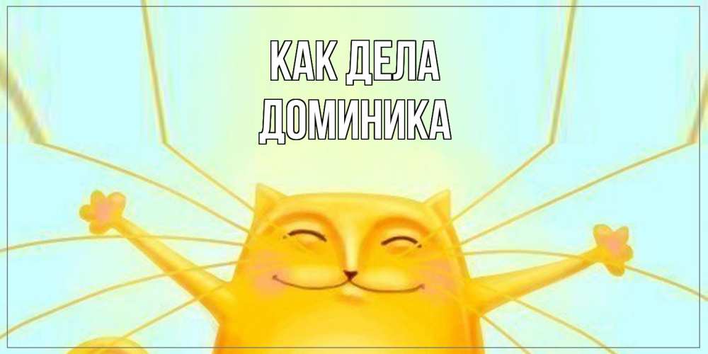 Открытка на каждый день с именем, Доминика Как дела кот Прикольная открытка с пожеланием онлайн скачать бесплатно 