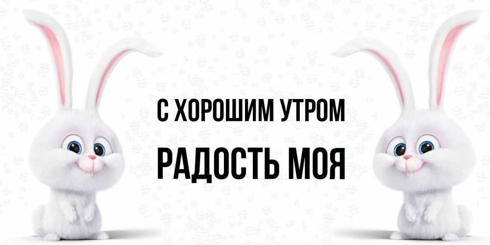 Открытка на каждый день с именем, Радость-моя С хорошим утром кролики с длинными ушками Прикольная открытка с пожеланием онлайн скачать бесплатно 