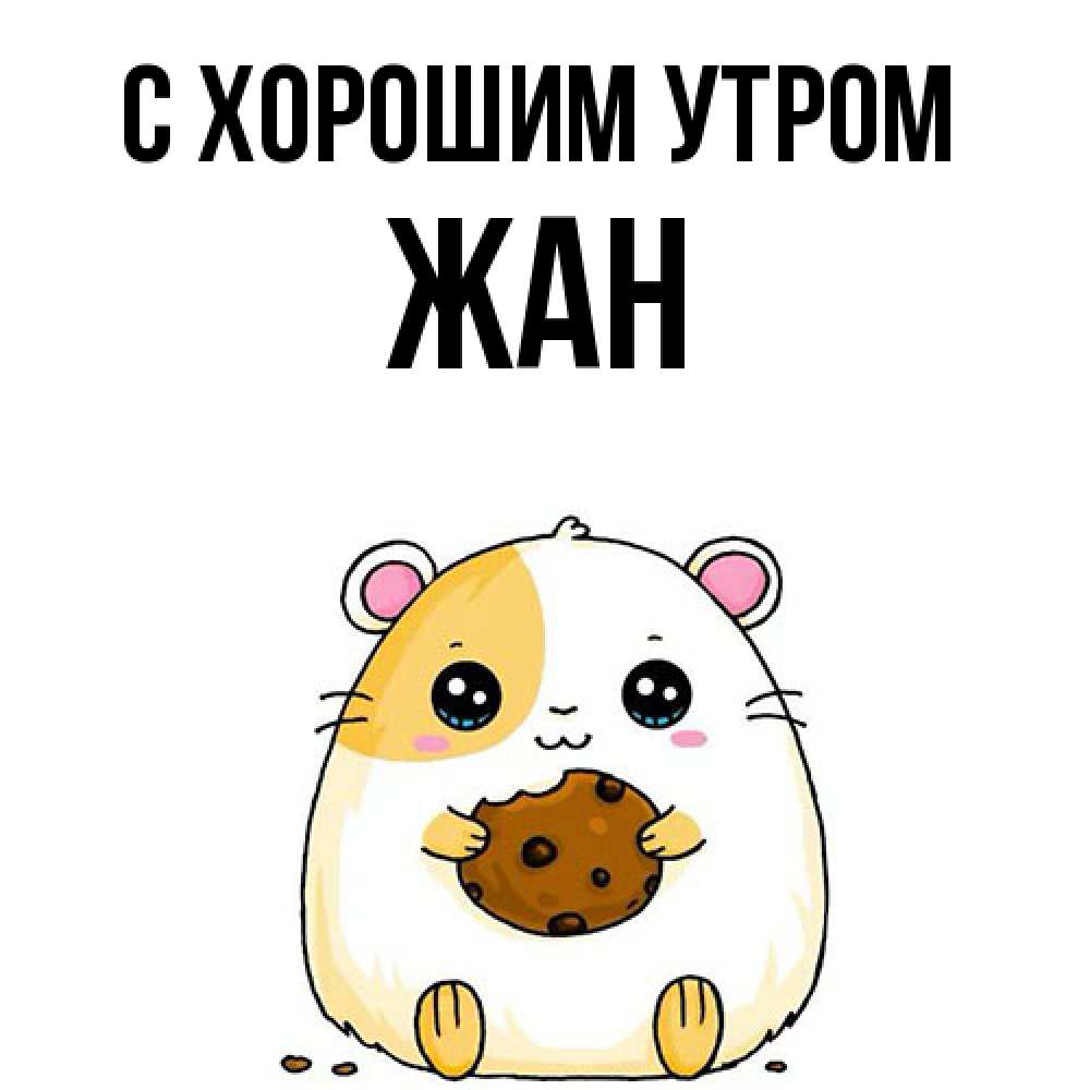Открытка на каждый день с именем, Жан С хорошим утром есть печеньку. Утречко Прикольная открытка с пожеланием онлайн скачать бесплатно 