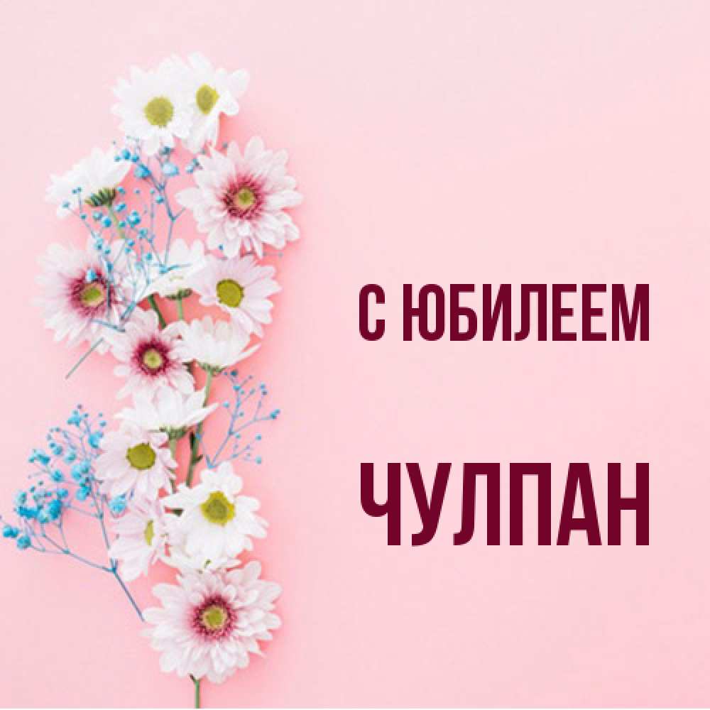 Открытка на каждый день с именем, Чулпан C юбилеем Родная моя с днем рождения тебя картинка с цветами белыми и голубыми Прикольная открытка с пожеланием онлайн скачать бесплатно 