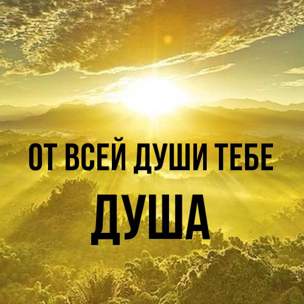 Открытка на каждый день с именем, Душа От всей души тебе леса и небо в желтом Прикольная открытка с пожеланием онлайн скачать бесплатно 