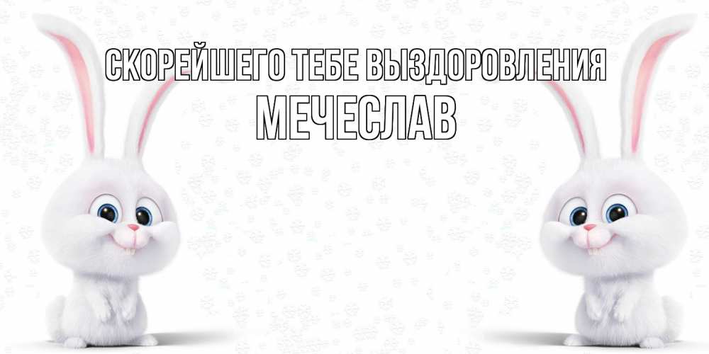 Открытка на каждый день с именем, Мечеслав Скорейшего тебе выздоровления не болей с зайцем Прикольная открытка с пожеланием онлайн скачать бесплатно 