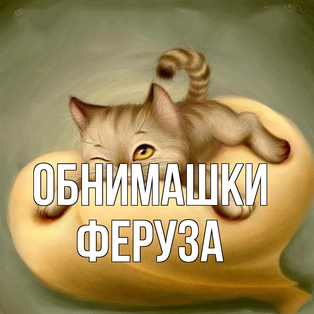 Открытка на каждый день с именем, Феруза Обнимашки кошечка Прикольная открытка с пожеланием онлайн скачать бесплатно 