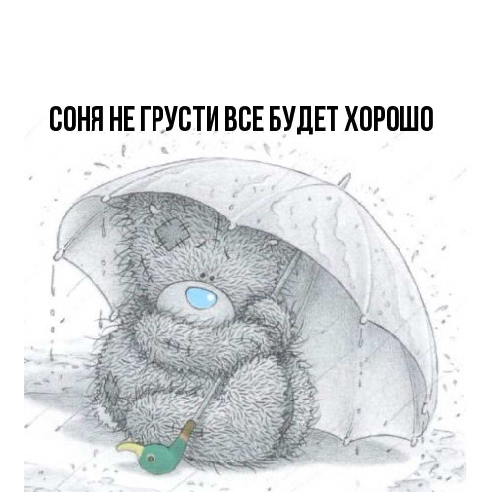 Открытка на каждый день с именем, Соня Не грусти все будет хорошо спасите мишку Тедди Прикольная открытка с пожеланием онлайн скачать бесплатно 
