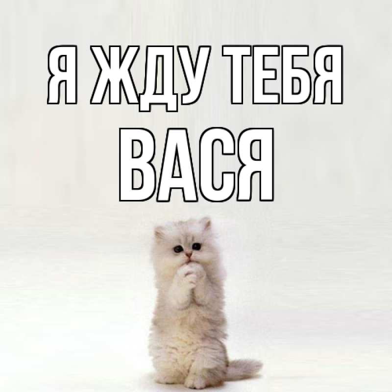 Открытка с именем, Вася, Я жду тебя