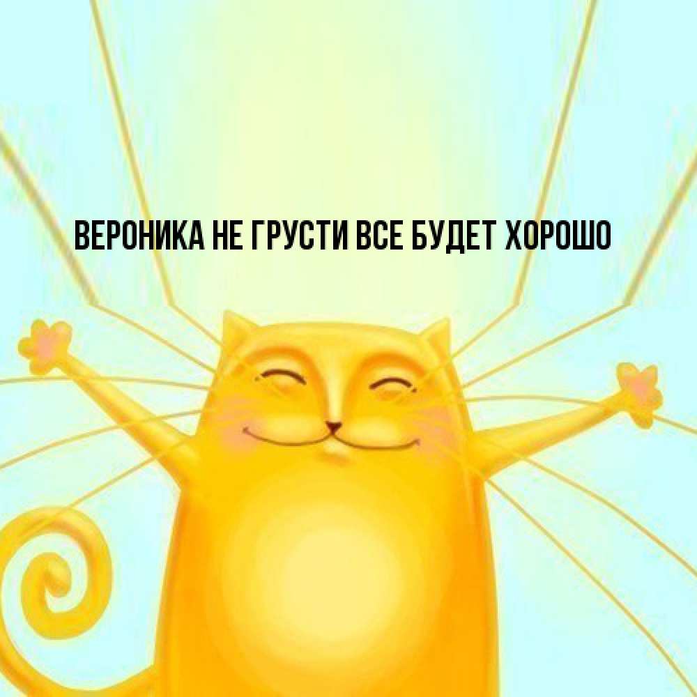 Открытка на каждый день с именем, Вероника Не грусти все будет хорошо обнимашки усатые Прикольная открытка с пожеланием онлайн скачать бесплатно 